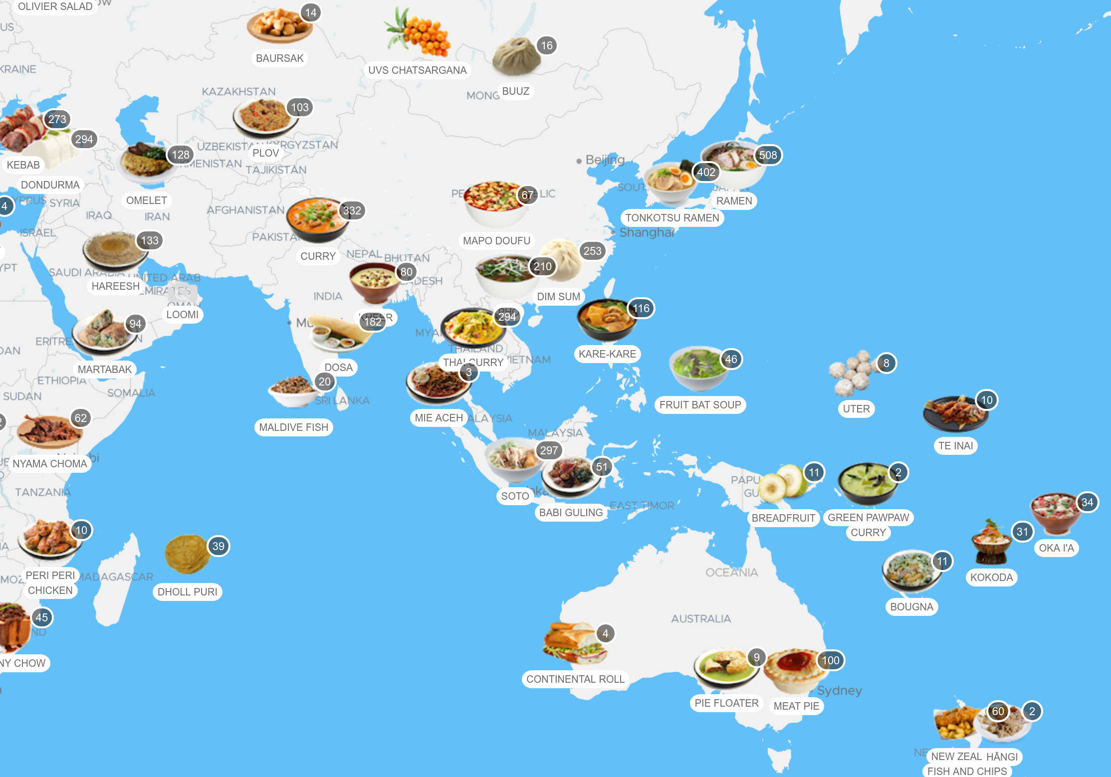Screenshot of the Taste Atlas website
